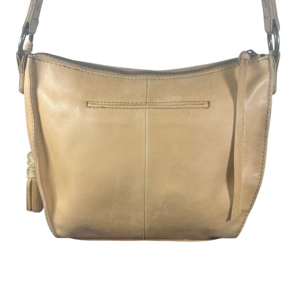 The Sak Leather adjustable Crossbody Bag Tan Braided Detail Tassel Boho Purse - Picture 3 of 12